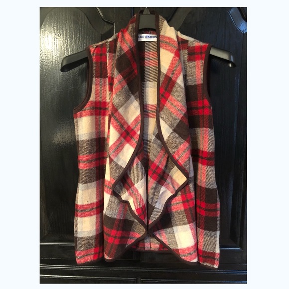Plaid Waterfall Vest Holiday Colors $FIRM$ - Picture 3 of 5